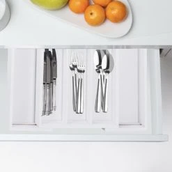 Relaxdays Extendable Cutlery Tray, Var. Width, 5-7 Compartments, Bamboo Organiser, HWD: 5x48x46cm, White 6 Relaxdays Extendable Cutlery Tray, Var. Width, 5-7 Compartments, Bamboo Organiser, HWD: 5x48x46cm, White -Vonshef shop 16119175 2