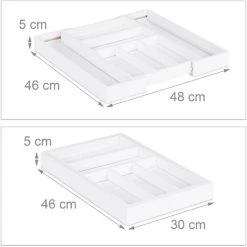Relaxdays Extendable Cutlery Tray, Var. Width, 5-7 Compartments, Bamboo Organiser, HWD: 5x48x46cm, White 8 Relaxdays Extendable Cutlery Tray, Var. Width, 5-7 Compartments, Bamboo Organiser, HWD: 5x48x46cm, White -Vonshef shop 16119175 4