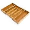 Relaxdays Wooden Bamboo Cutlery Tray Of 5 X 48 X 34 Cm Extendible Pull-Out Drawer Silverware Rack Kitchen Drawer Organizer Size: Large W/ 5 To 7 Compartments Made Of Wood, Natural Brown