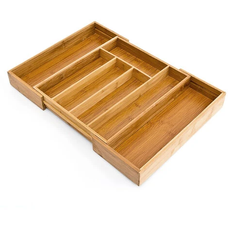 Relaxdays Wooden Bamboo Cutlery Tray Of 5 X 48 X 34 Cm Extendible Pull-Out Drawer Silverware Rack Kitchen Drawer Organizer Size: Large W/ 5 To 7 Compartments Made Of Wood, Natural Brown 1 Relaxdays Wooden Bamboo Cutlery Tray Of 5 X 48 X 34 Cm Extendible Pull-Out Drawer Silverware Rack Kitchen Drawer Organizer Size: Large W/ 5 To 7 Compartments Made Of Wood, Natural Brown