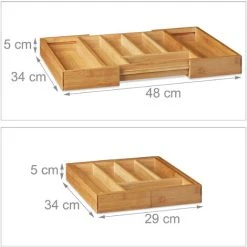 Relaxdays Wooden Bamboo Cutlery Tray Of 5 X 48 X 34 Cm Extendible Pull-Out Drawer Silverware Rack Kitchen Drawer Organizer Size: Large W/ 5 To 7 Compartments Made Of Wood, Natural Brown 8 Relaxdays Wooden Bamboo Cutlery Tray Of 5 X 48 X 34 Cm Extendible Pull-Out Drawer Silverware Rack Kitchen Drawer Organizer Size: Large W/ 5 To 7 Compartments Made Of Wood, Natural Brown -Vonshef shop 16120315 4
