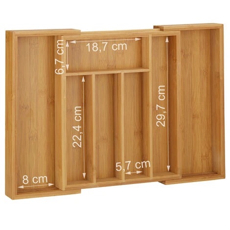 Relaxdays Wooden Bamboo Cutlery Tray Of 5 X 48 X 34 Cm Extendible Pull-Out Drawer Silverware Rack Kitchen Drawer Organizer Size: Large W/ 5 To 7 Compartments Made Of Wood, Natural Brown 5 Relaxdays Wooden Bamboo Cutlery Tray Of 5 X 48 X 34 Cm Extendible Pull-Out Drawer Silverware Rack Kitchen Drawer Organizer Size: Large W/ 5 To 7 Compartments Made Of Wood, Natural Brown - Image 5