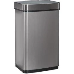 Relaxdays Sensor Waster Bin, 60 L Trash Can, Stainless Steel Kitchen Garbage Pail With Motion Sensor, Battery-Operated, Grey