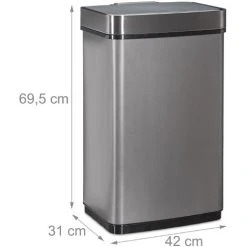 Relaxdays Sensor Waster Bin, 60 L Trash Can, Stainless Steel Kitchen Garbage Pail With Motion Sensor, Battery-Operated, Grey -Vonshef shop 16120643 4
