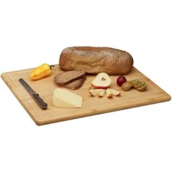 Relaxdays Natural Bamboo Chopping & Serving Board, Kitchen Chopping Board With Juice Rim, HWD: 2 X 56.5 X 50 Cm -Vonshef shop 16121728 3