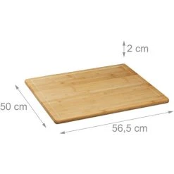 Relaxdays Natural Bamboo Chopping & Serving Board, Kitchen Chopping Board With Juice Rim, HWD: 2 X 56.5 X 50 Cm -Vonshef shop 16121728 4
