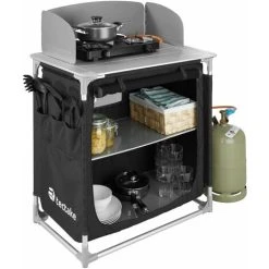 Tectake Camping Kitchen 76x53.5x107cm - Camping Kitchen Unit, Camping Kitchen Stand, Camping Cooking Table - Black -Vonshef shop 16213399 2