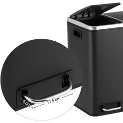 Songmics 30L Recycling Bin, Metal Rubbish Bin, Step Bin With Inner Bucket And Handles, 2 X 15 Liter For Kitchen, Soft Closure, Airtight, Black LTB30BK -Vonshef shop 16706296 4