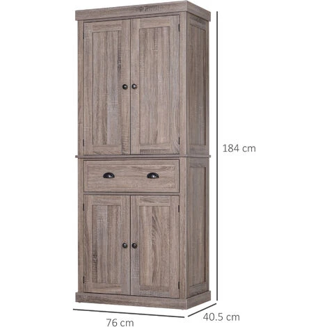 HOMCOM Kitchen Pantry Cupboard Storage Cabinet Freestanding Home Organizer Furniture Dark Wood Grain 2 HOMCOM Kitchen Pantry Cupboard Storage Cabinet Freestanding Home Organizer Furniture Dark Wood Grain - Image 2