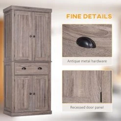 HOMCOM Kitchen Pantry Cupboard Storage Cabinet Freestanding Home Organizer Furniture Dark Wood Grain 9 HOMCOM Kitchen Pantry Cupboard Storage Cabinet Freestanding Home Organizer Furniture Dark Wood Grain -Vonshef shop 16783984 5