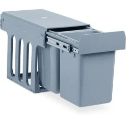 Relaxdays Built-In Kitchen Bin, Pull Out, 8 L, Plastic Waste Separation System, HWD 35 X 25 X 47 Cm, Grey