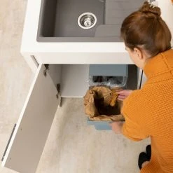 Relaxdays Built-In Kitchen Bin, Pull Out, 8 L, Plastic Waste Separation System, HWD 35 X 25 X 47 Cm, Grey -Vonshef shop 16784069 3