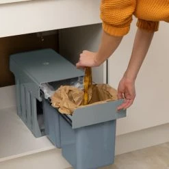 Relaxdays Built-In Kitchen Bin, Pull Out, 8 L, Plastic Waste Separation System, HWD 35 X 25 X 47 Cm, Grey -Vonshef shop 16784069 5