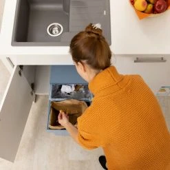 Relaxdays Built-In Kitchen Bin, Pull Out, 15 L, Plastic Waste Separation System, HWD 35 X 34 X 48 Cm, Grey -Vonshef shop 16784070 3