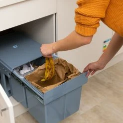 Relaxdays Built-In Kitchen Bin, Pull Out, 15 L, Plastic Waste Separation System, HWD 35 X 34 X 48 Cm, Grey -Vonshef shop 16784070 5