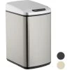 Relaxdays Sensor Bin 12L, Square Trash Can With Lid & Bucket, Kitchen & Bath, Automatic Waste Collection, Silver