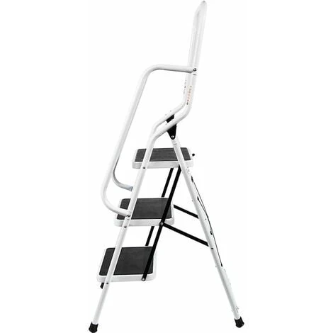 Home Discount 3 Step Ladder With Handrail & Anti-Slip Mat Iron Frame Home DIY Stool 2 Home Discount 3 Step Ladder With Handrail & Anti-Slip Mat Iron Frame Home DIY Stool - Image 2