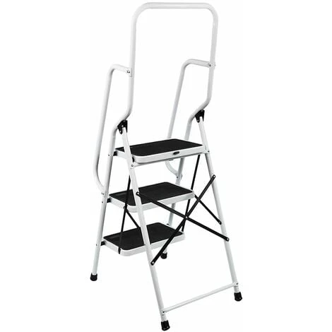 Home Discount 3 Step Ladder With Handrail & Anti-Slip Mat Iron Frame Home DIY Stool 3 Home Discount 3 Step Ladder With Handrail & Anti-Slip Mat Iron Frame Home DIY Stool - Image 3