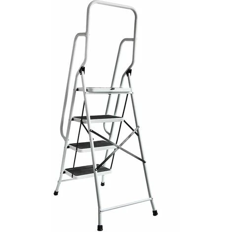 Home Discount 4 Step Ladder With Handrail & Anti-Slip Mat Iron Frame Home DIY Stool 3 Home Discount 4 Step Ladder With Handrail & Anti-Slip Mat Iron Frame Home DIY Stool - Image 3