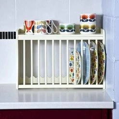 ELEGANT BRANDS Minack Wooden Kitchen Plate Rack In Buttermilk // Wall-mounted Or Freestanding // Features Hooks Below And Shelf Above 8 ELEGANT BRANDS Minack Wooden Kitchen Plate Rack In Buttermilk // Wall-mounted Or Freestanding // Features Hooks Below And Shelf Above -Vonshef shop 18248056 4