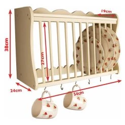ELEGANT BRANDS Minack Wooden Kitchen Plate Rack In Buttermilk // Wall-mounted Or Freestanding // Features Hooks Below And Shelf Above 9 ELEGANT BRANDS Minack Wooden Kitchen Plate Rack In Buttermilk // Wall-mounted Or Freestanding // Features Hooks Below And Shelf Above -Vonshef shop 18248056 5