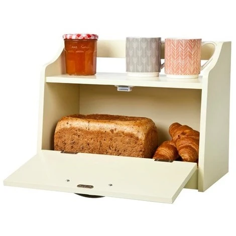 ELEGANT BRANDS Minack Wooden Bread Bin In Buttermilk // Freestanding Worktop Storage Box With Shelf 1 ELEGANT BRANDS Minack Wooden Bread Bin In Buttermilk // Freestanding Worktop Storage Box With Shelf