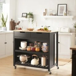 SoBuy Kitchen Storage Trolley Kitchen Storage Shelf Kitchen Breakfast Dining Bar Table FKW74-SCH -Vonshef shop 18265361 2