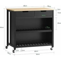 SoBuy Kitchen Storage Trolley Kitchen Storage Shelf Kitchen Breakfast Dining Bar Table FKW74-SCH -Vonshef shop 18265361 4