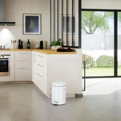 Relaxdays Pedal Bin, Vintage Under Kitchen Counter & Bathroom Bin, Metal, 5 L, White -Vonshef shop 18946227 3