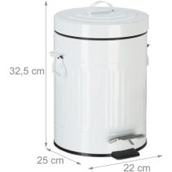 Relaxdays Pedal Bin, Vintage Under Kitchen Counter & Bathroom Bin, Metal, 5 L, White -Vonshef shop 18946227 4