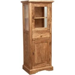 BISCOTTINI Country-style Sold Lime Wood, Natural Finish W55xDP43xH150 Cm Sized Display Case. Made In Italy