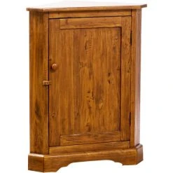 BISCOTTINI Country-style Solid Lime Wood, Walnut Finish W50xDP50xH92 Cm Sized Display Case. Made In Italy