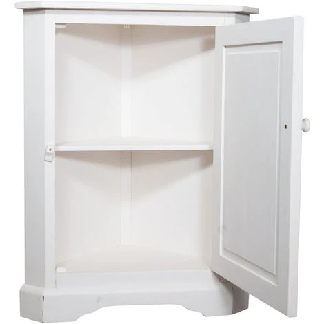 BISCOTTINI Country-style Solid Lime Wood Antiqued White Finish W50xDP50xH92 Cm Sized Corner Cupboard. Made In Italy 2 BISCOTTINI Country-style Solid Lime Wood Antiqued White Finish W50xDP50xH92 Cm Sized Corner Cupboard. Made In Italy - Image 2