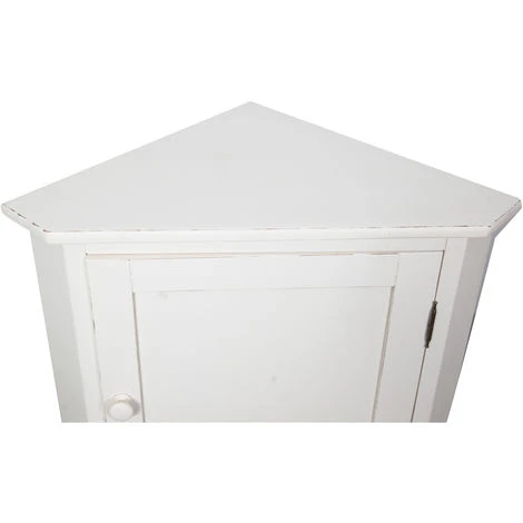BISCOTTINI Country-style Solid Lime Wood Antiqued White Finish W50xDP50xH92 Cm Sized Corner Cupboard. Made In Italy 3 BISCOTTINI Country-style Solid Lime Wood Antiqued White Finish W50xDP50xH92 Cm Sized Corner Cupboard. Made In Italy - Image 3