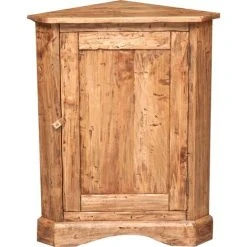 BISCOTTINI Country-style Solid Lime Wood Natural Finish Corner Cupboard. Made In Italy