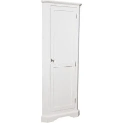 BISCOTTINI Country-style Solid Made Wood Antiqued White Finish W50xDP50xH184 Cm Sized Corner Cabinet. Made In Italy
