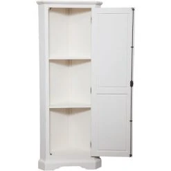 BISCOTTINI Country-style Solid Made Wood Antiqued White Finish W50xDP50xH184 Cm Sized Corner Cabinet. Made In Italy -Vonshef shop 19299845 3