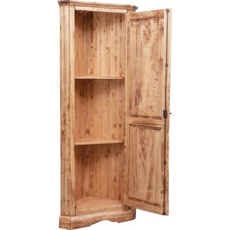BISCOTTINI Country-style Solid Made Wood Natural Finish W50xDP50xH184 Cm Sized Corner Cabinet. Made In Italy 3 BISCOTTINI Country-style Solid Made Wood Natural Finish W50xDP50xH184 Cm Sized Corner Cabinet. Made In Italy - Image 3