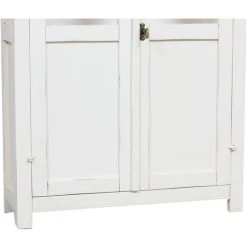 BISCOTTINI Country -style Solid Lime Wood Antiqued White Finish W68xDP25xH98 Cm Sized Display Cabinet. Made In Italy -Vonshef shop 19299874 3