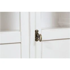 BISCOTTINI Country -style Solid Lime Wood Antiqued White Finish W68xDP25xH98 Cm Sized Display Cabinet. Made In Italy -Vonshef shop 19299874 4