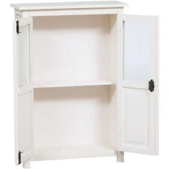 BISCOTTINI Country -style Solid Lime Wood Antiqued White Finish W68xDP25xH98 Cm Sized Display Cabinet. Made In Italy -Vonshef shop 19299874 5