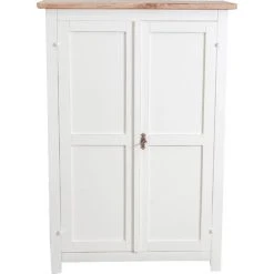 BISCOTTINI Country-style Solid Lime Wood, Antiqued White Frame Natural FinishW68xDP25xH98 Cm Sized Cabinet. Made In Italy -Vonshef shop 19299880 2