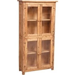 BISCOTTINI Country-style Solid Lime Wood, Antural Finish W68xDP25xH130 Cm Sized Display Case. Made In Italy