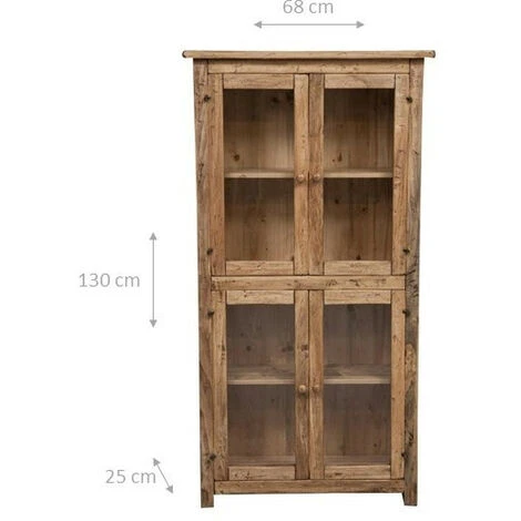 BISCOTTINI Country-style Solid Lime Wood, Antural Finish W68xDP25xH130 Cm Sized Display Case. Made In Italy 2 BISCOTTINI Country-style Solid Lime Wood, Antural Finish W68xDP25xH130 Cm Sized Display Case. Made In Italy - Image 2