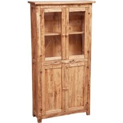 BISCOTTINI Country-style Solid Lime Wood Natural Finish W68xDP25xH130 Cm Sized Display Case Cabinet. Made In Italy