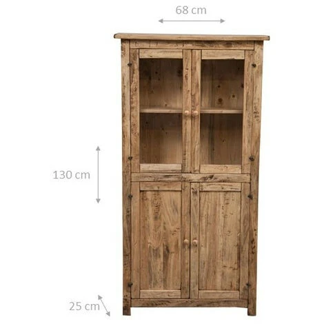 BISCOTTINI Country-style Solid Lime Wood Natural Finish W68xDP25xH130 Cm Sized Display Case Cabinet. Made In Italy 2 BISCOTTINI Country-style Solid Lime Wood Natural Finish W68xDP25xH130 Cm Sized Display Case Cabinet. Made In Italy - Image 2
