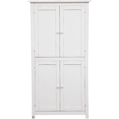 BISCOTTINI Country-style Solid Lime Wood, Antiqued White Structure W68xDP25xH130 Cm Sized Small Cabinet. Made In Italy 2 BISCOTTINI Country-style Solid Lime Wood, Antiqued White Structure W68xDP25xH130 Cm Sized Small Cabinet. Made In Italy - Image 2