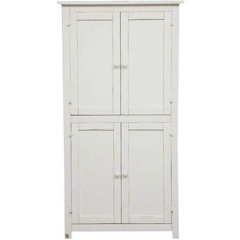 BISCOTTINI Country-style Solid Lime Wood, Antiqued White Structure W68xDP25xH130 Cm Sized Small Cabinet. Made In Italy 3 BISCOTTINI Country-style Solid Lime Wood, Antiqued White Structure W68xDP25xH130 Cm Sized Small Cabinet. Made In Italy - Image 3