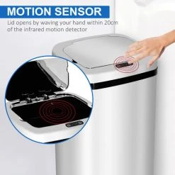 HOMCOM 50L Infrared Automatic Motion Sensor Dustbin Stainless Steel Trash Can -Vonshef shop 19397087 5