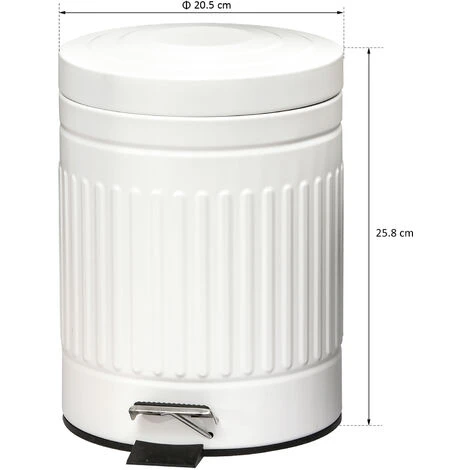 HOMCOM 5L Compact Bin Steel Body Inner Bucket Quiet-Close Lid W/ Pedal Handle 2 HOMCOM 5L Compact Bin Steel Body Inner Bucket Quiet-Close Lid W/ Pedal Handle - Image 2